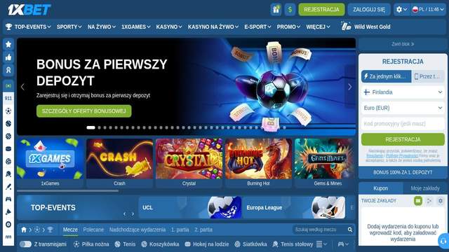 1xBet casino screenshot